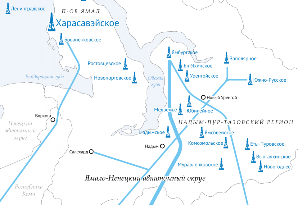 Карта месторождений янао с названиями подробная